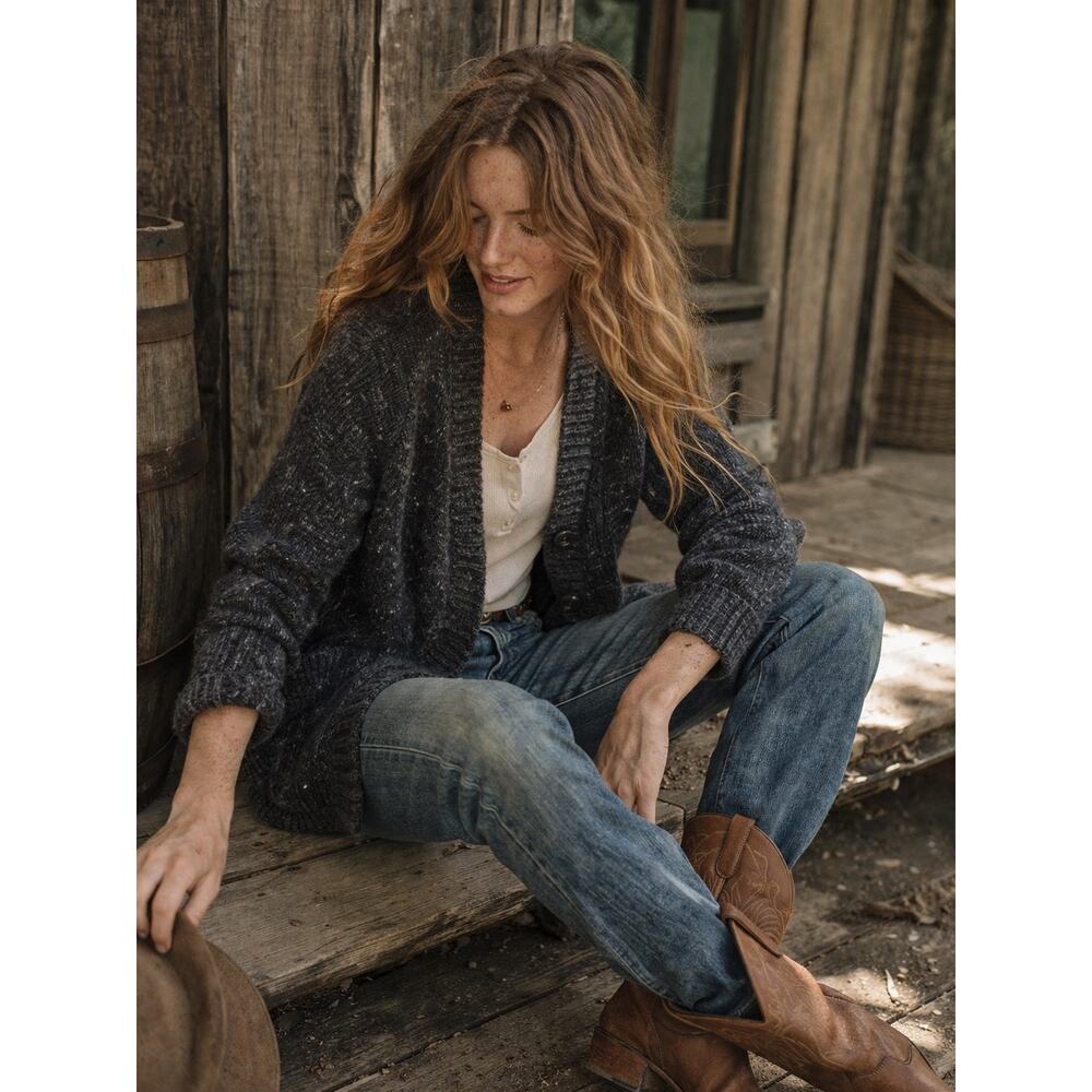 Ralph Lauren Denim & Supply Cotton Cardigan Oversized Sweater Small Gray Grey - Picture 2 of 8